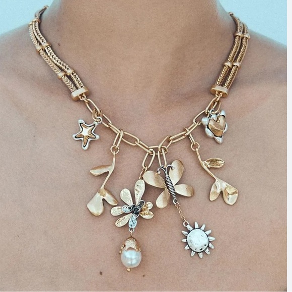Zara Jewelry - NWT. Zara Golden/Silver Butterfly Charm Combination Necklace.